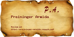 Preininger Armida névjegykártya